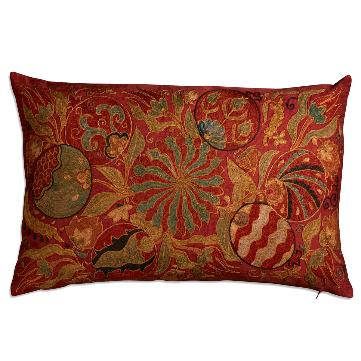 Nushka Cushions Rectangular Silk Suzani Embroidered Cushion