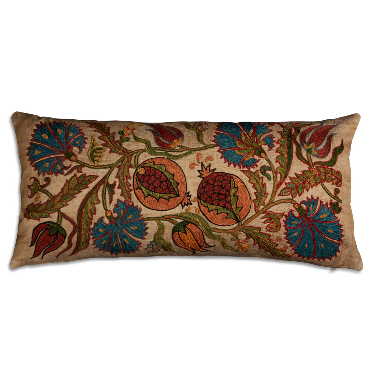 Nushka Cushions Rectangular Silk Suzani Embroidered Cushion