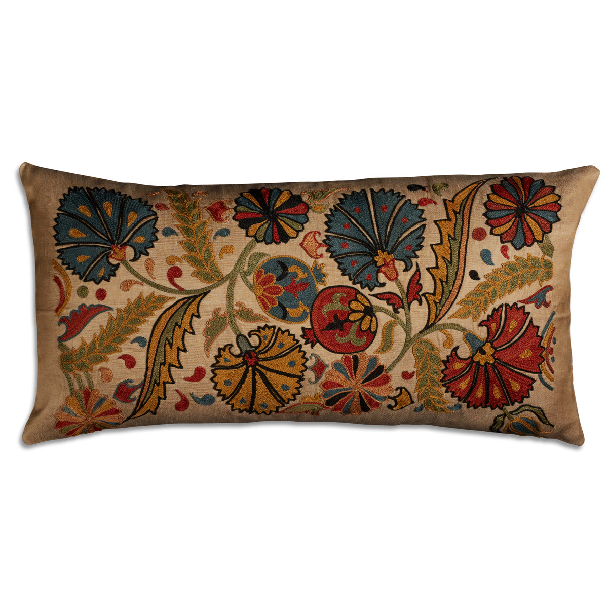 Nushka Cushions Rectangular Silk Suzani Embroidered Cushion