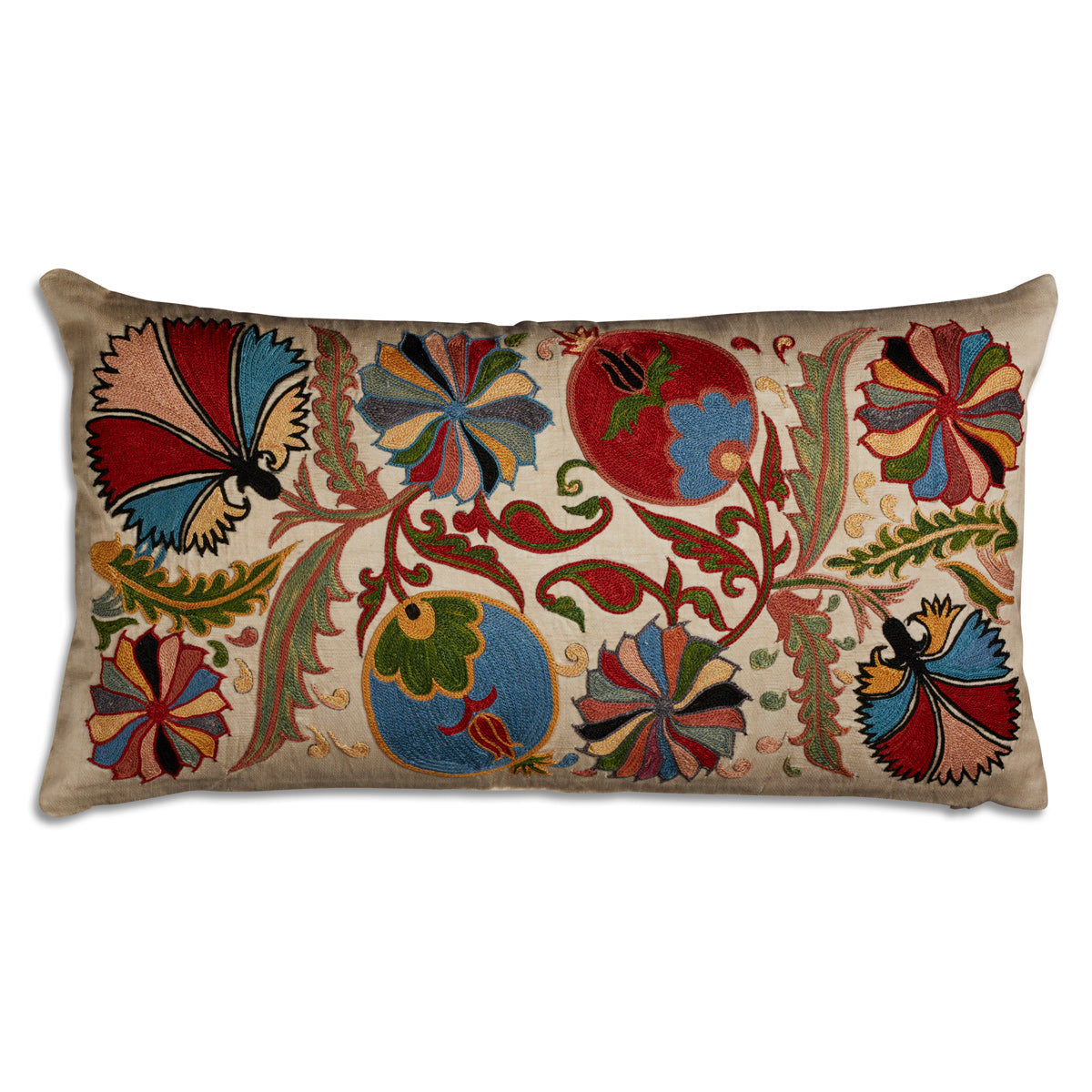 Nushka Cushions Rectangular Silk Suzani Embroidered Cushion