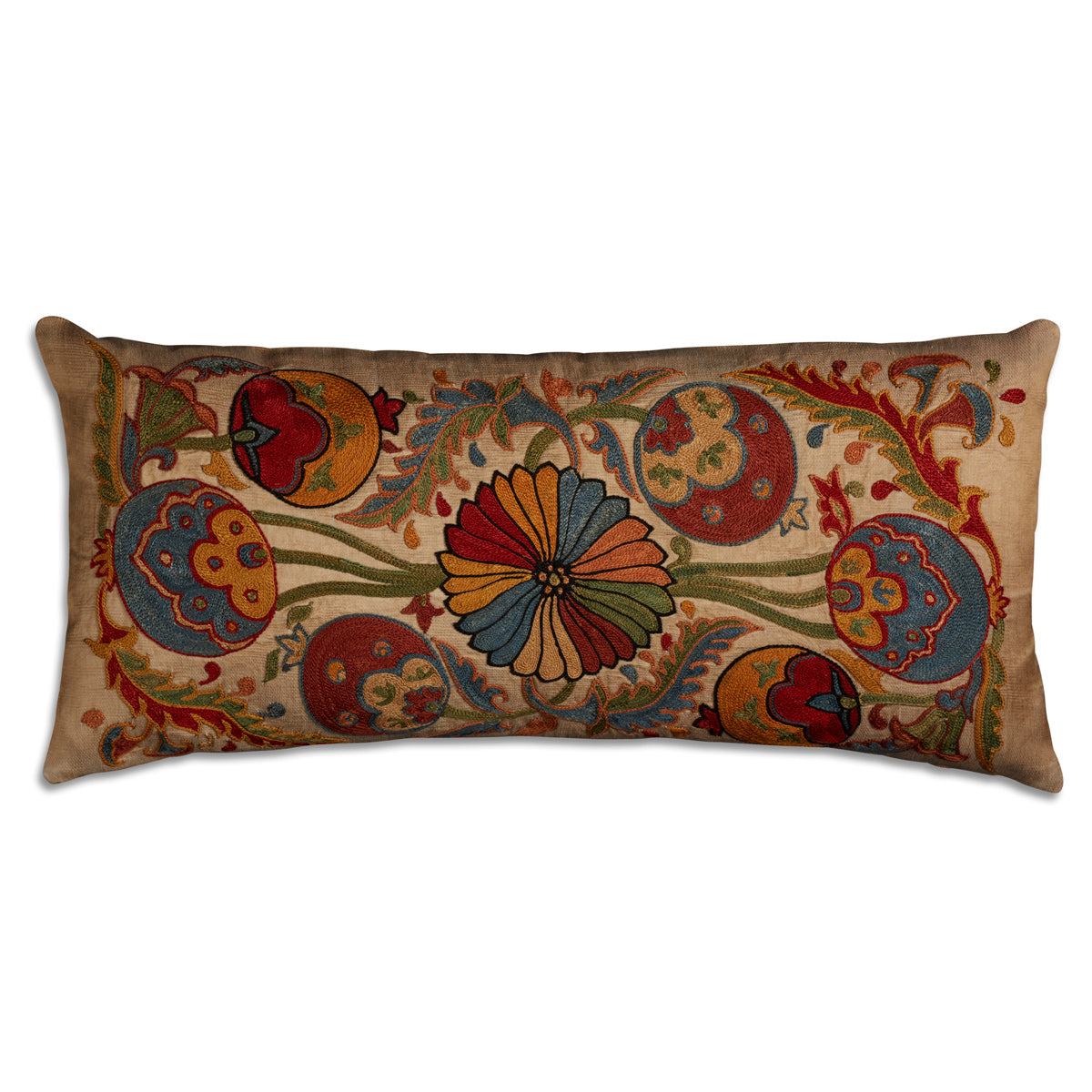 Nushka Cushions Rectangular Silk Suzani Embroidered Cushion