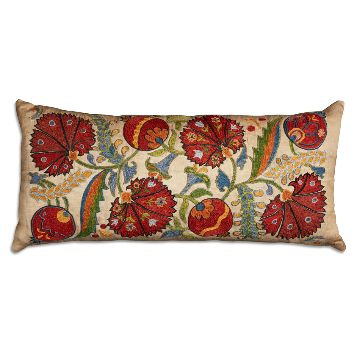 Nushka Cushions Rectangular Silk Suzani Embroidered Cushion