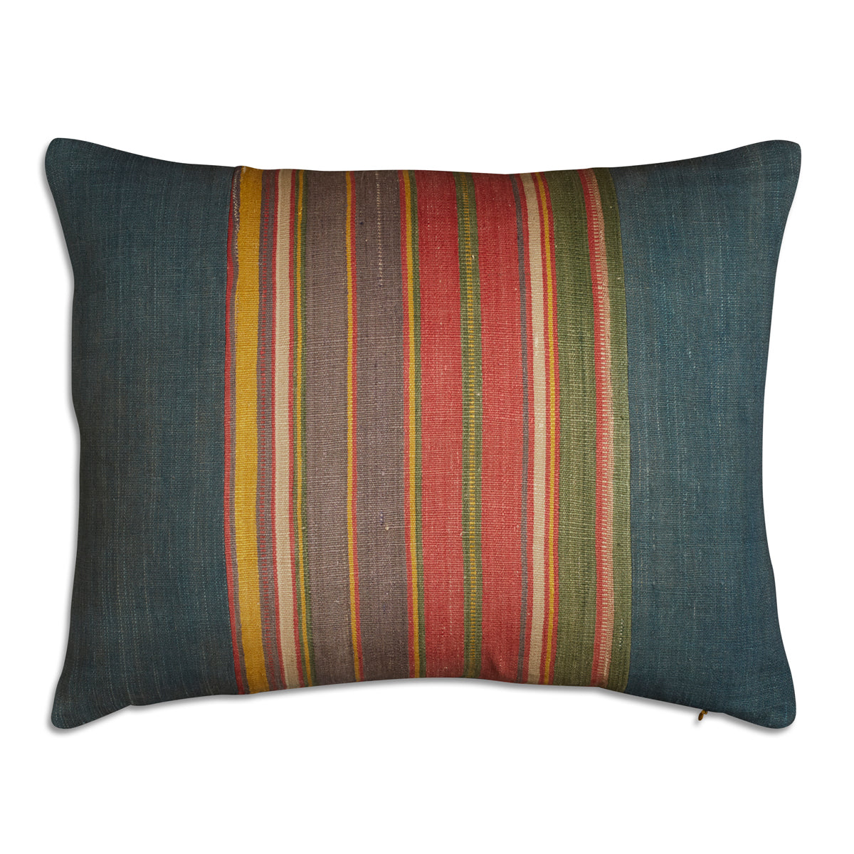 Nushka Cushions Silk Jajim Cushion - Air Force blue Multicoloured Design