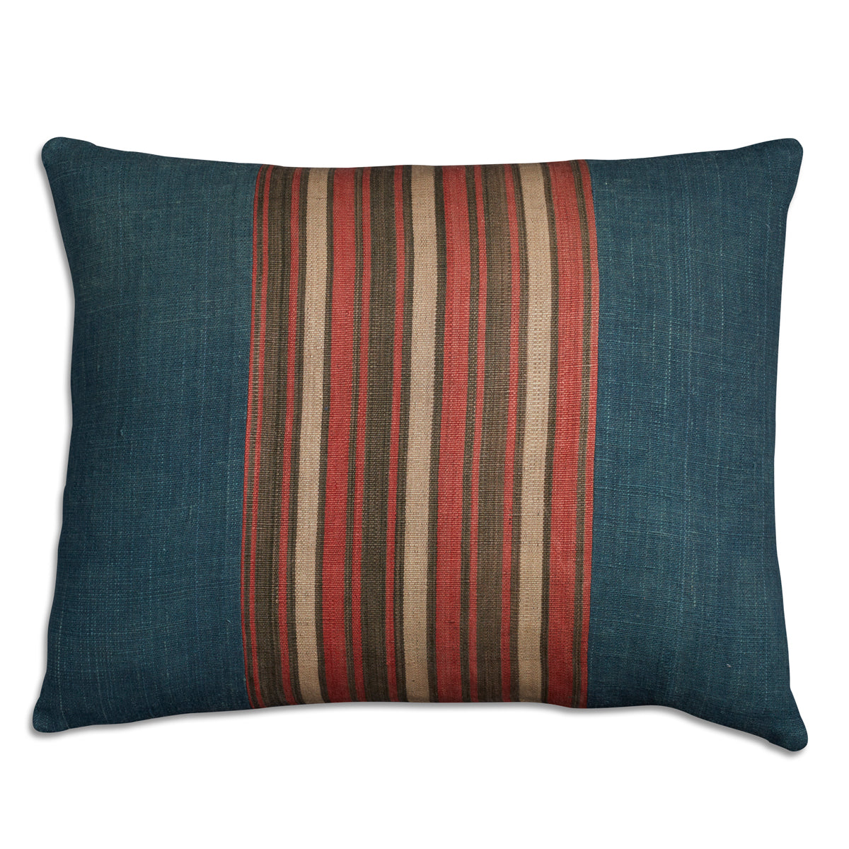 Nushka Cushions Silk Jajim Cushion - Blue red/cream narrow stripe