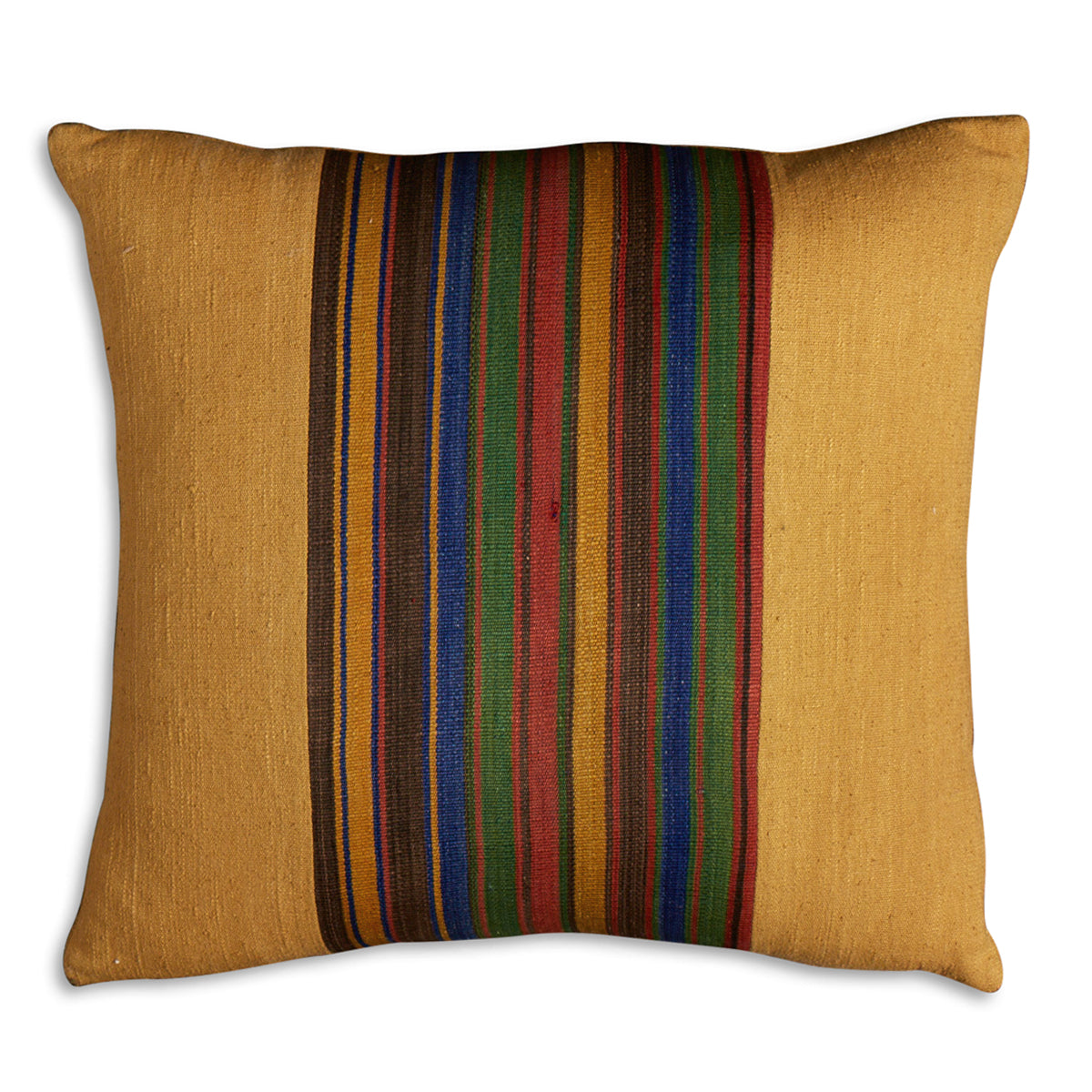 Nushka Cushions Silk Jajim Cushion - Colourful Yellow Stripe