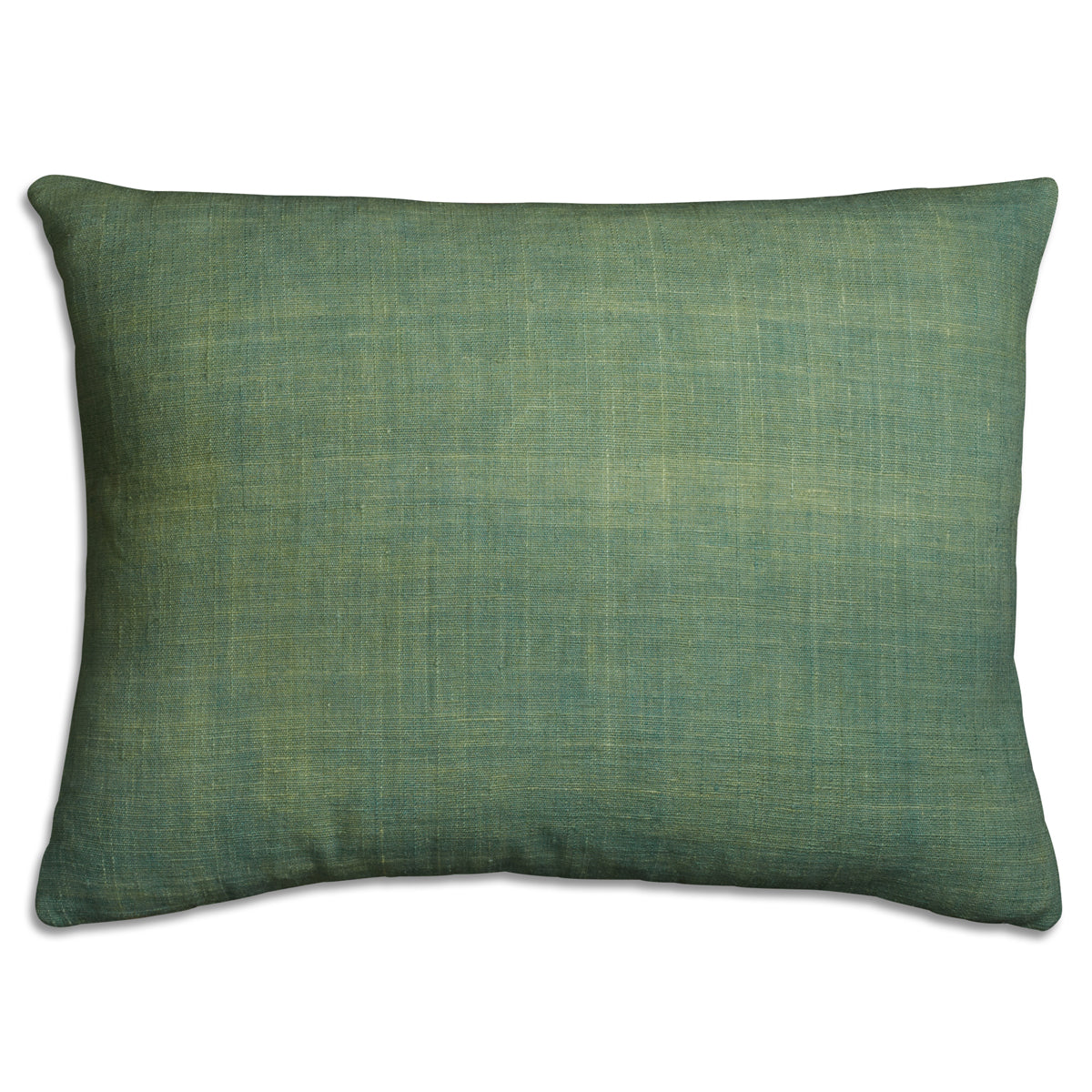 Nushka Cushions Silk Jajim Cushion - Green multicoloured stripe with orange and blues in the stripe