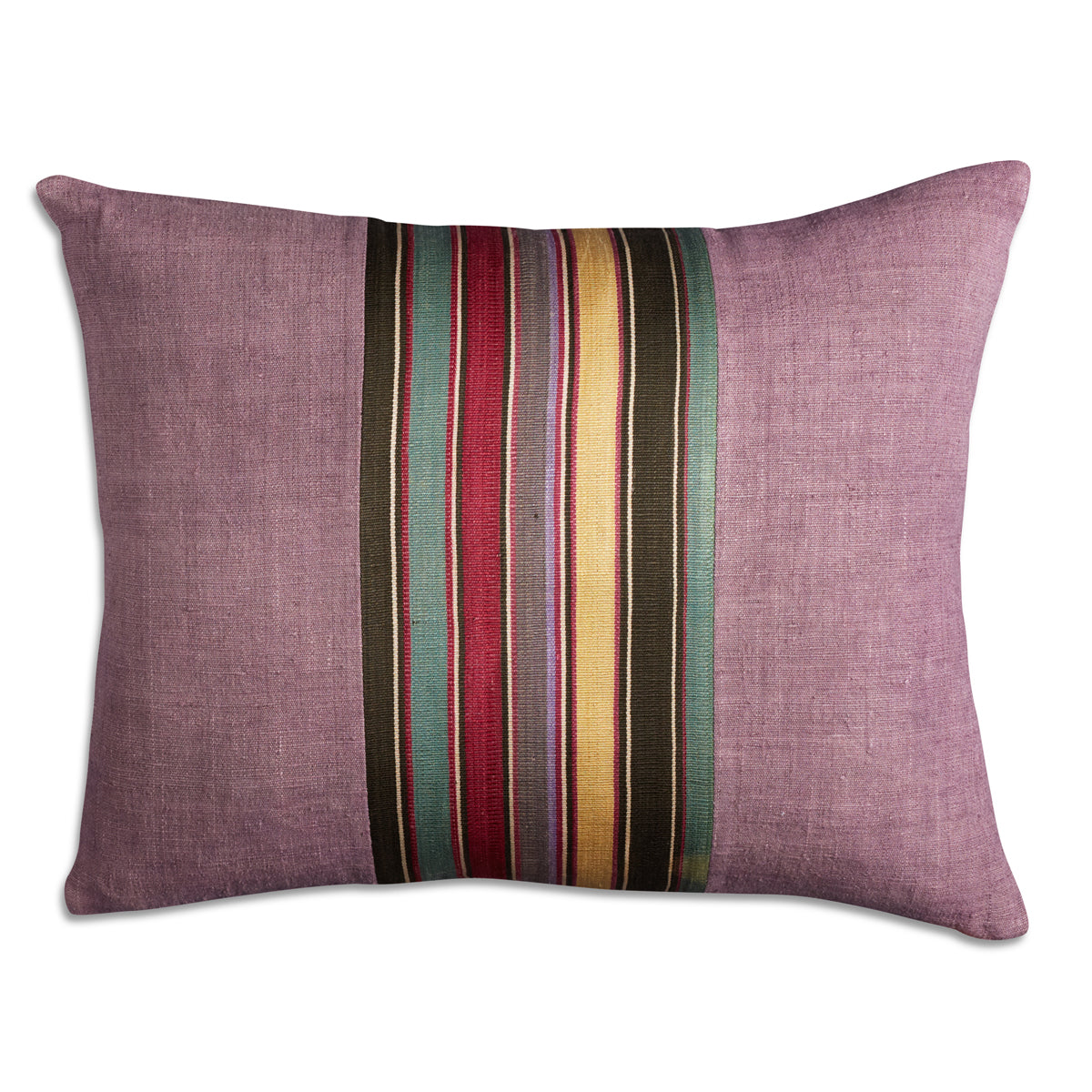 Nushka Cushions Silk Jajim Cushion - Lavender multicoloured stripe