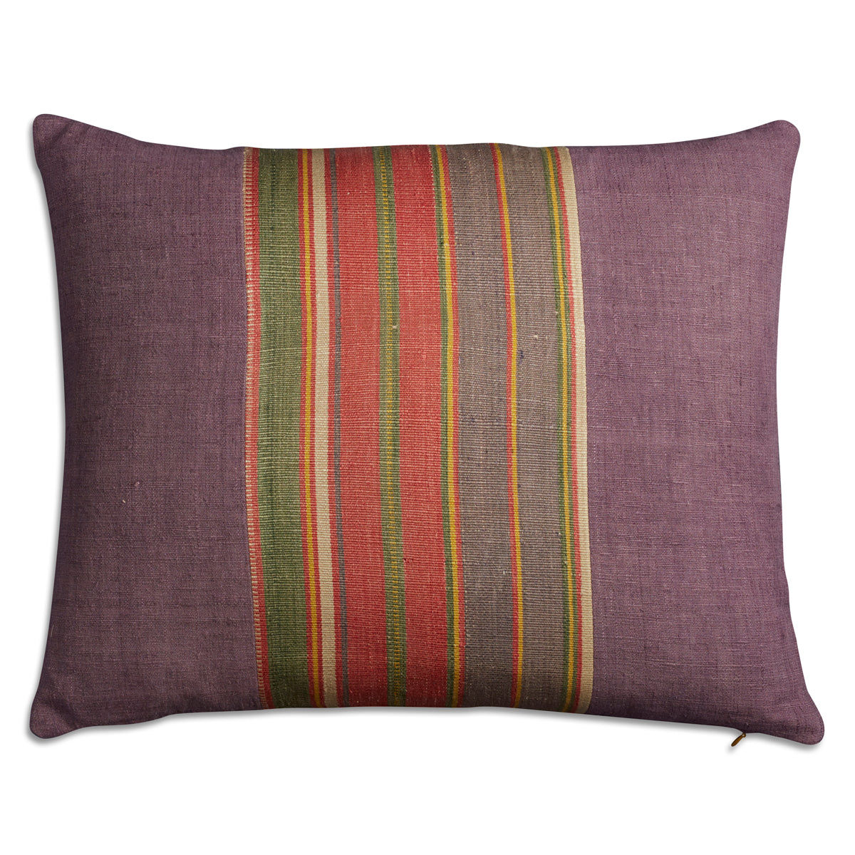 Nushka Cushions Silk Jajim Cushion - Lavender/Pink wide multi stripe