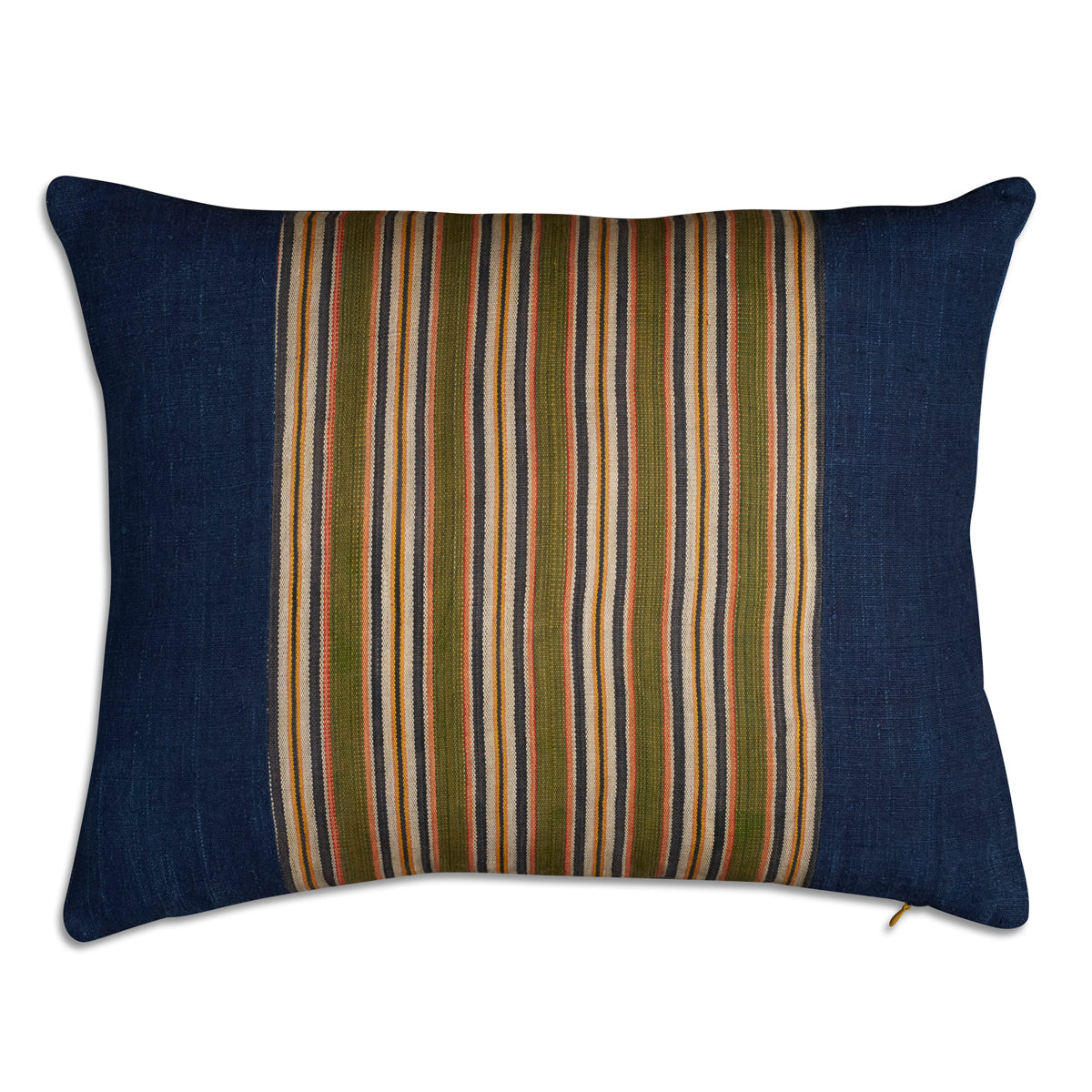 Nushka Cushions Silk Jajim Cushion - Navy and multicoloured