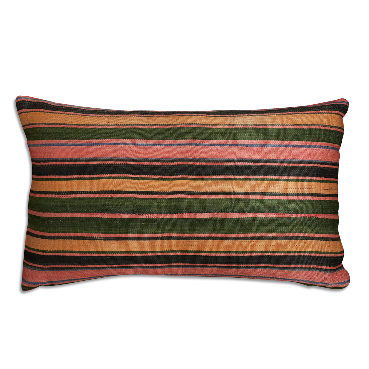 Nushka Cushions Silk Jajim Cushion - pink and green multicoloured