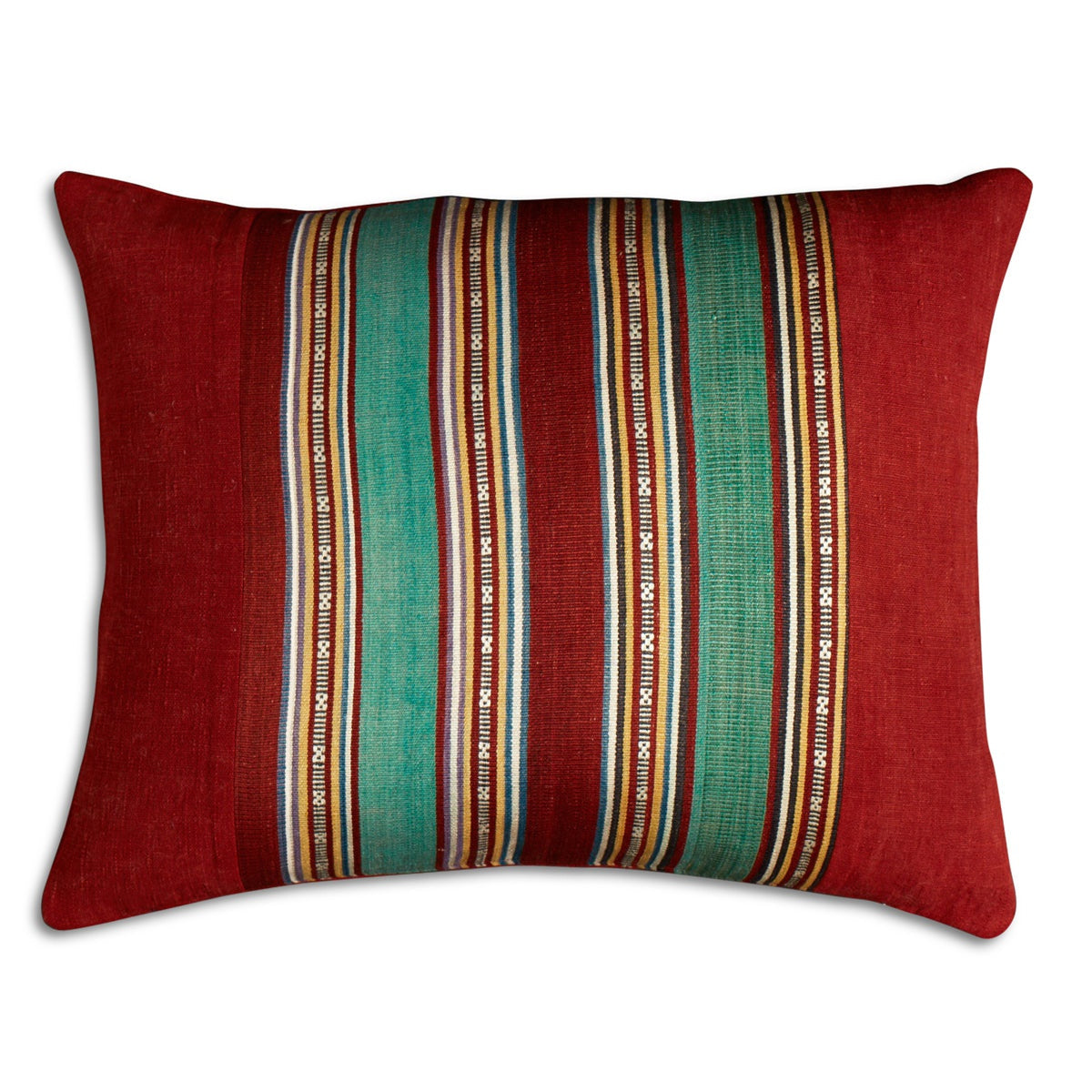 Nushka Cushions Silk Jajim Cushion - Red/Green