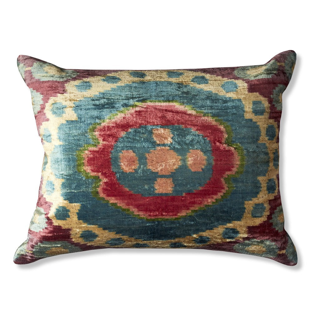 Nushka Cushions Silk Velvet Ikat Cushion