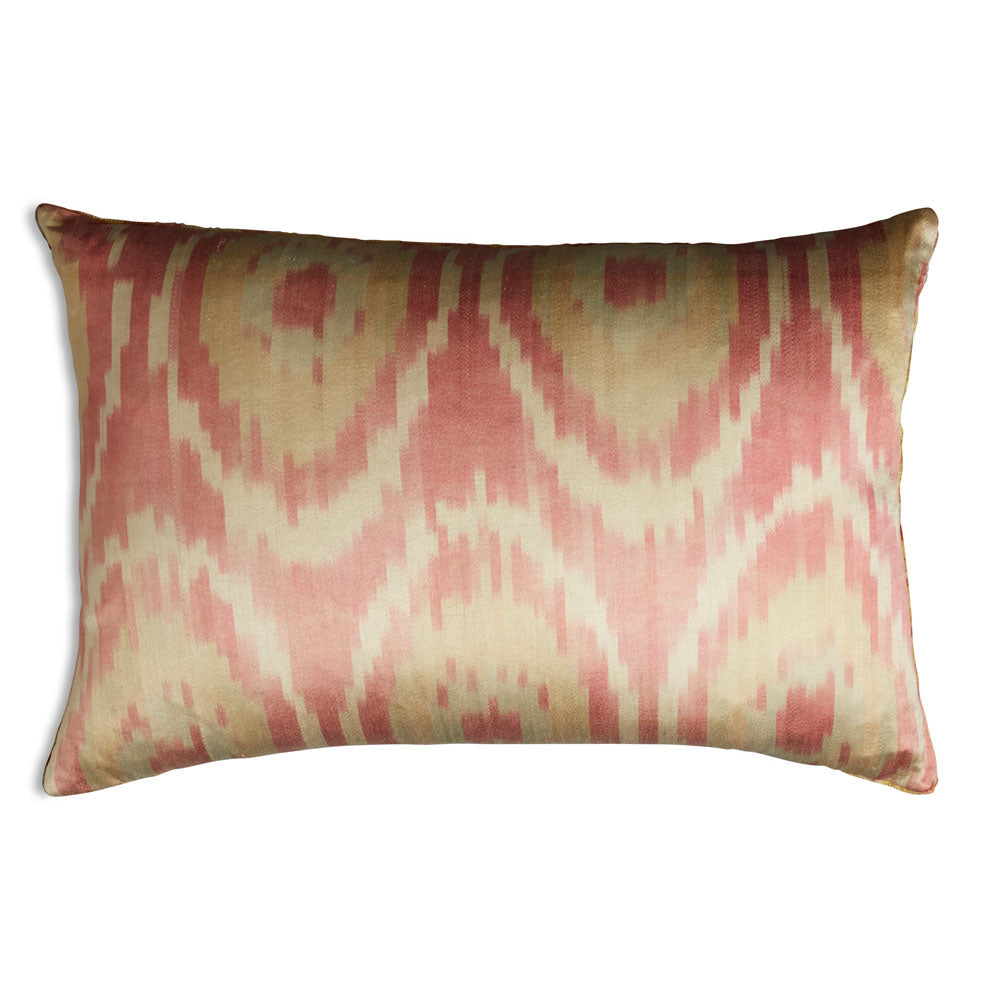 Nushka Cushions Silver and Bronze Hand-woven Silk Velvet Ikat Cushion