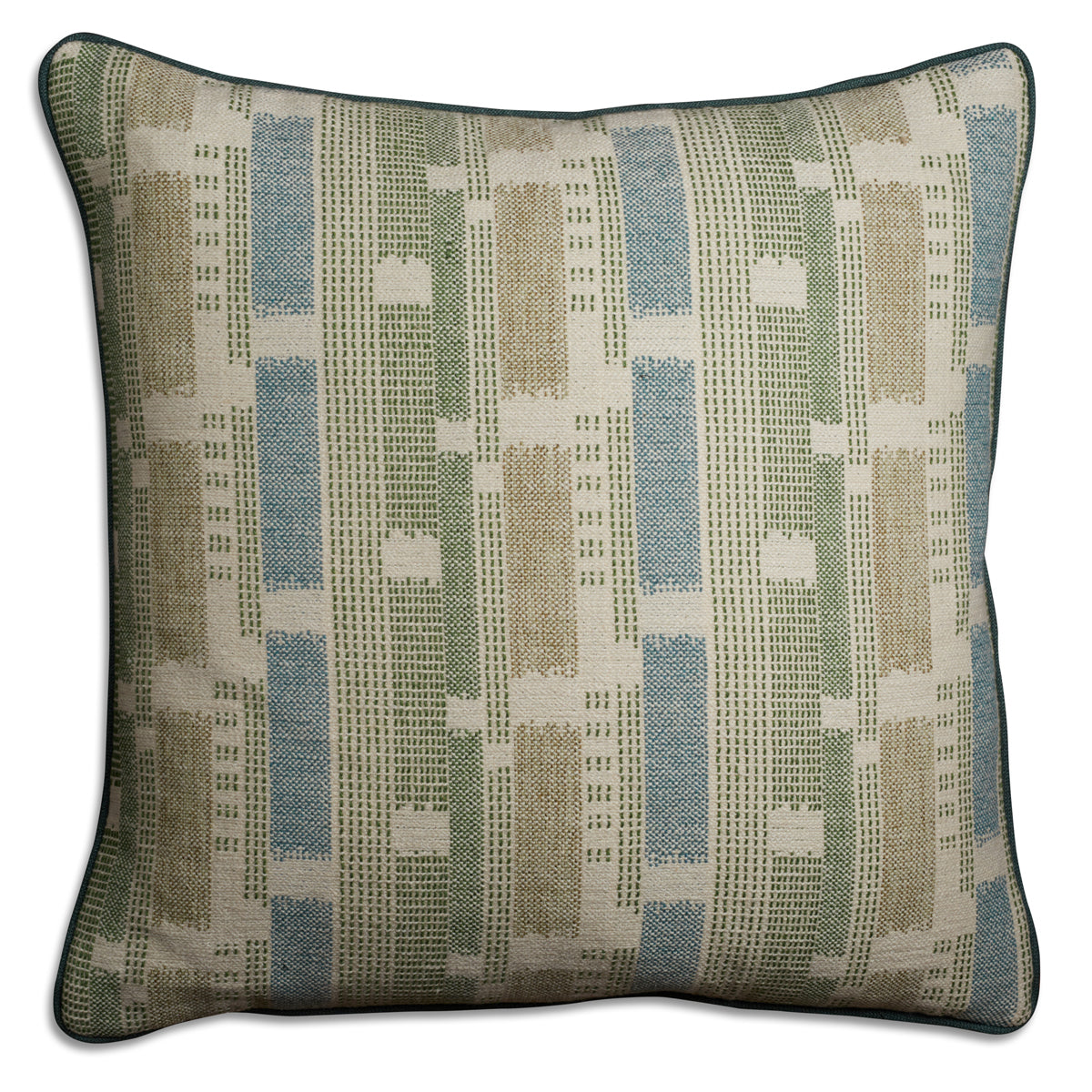 Nushka Cushions Square cushion in  Loom weave green by Kit Kemp