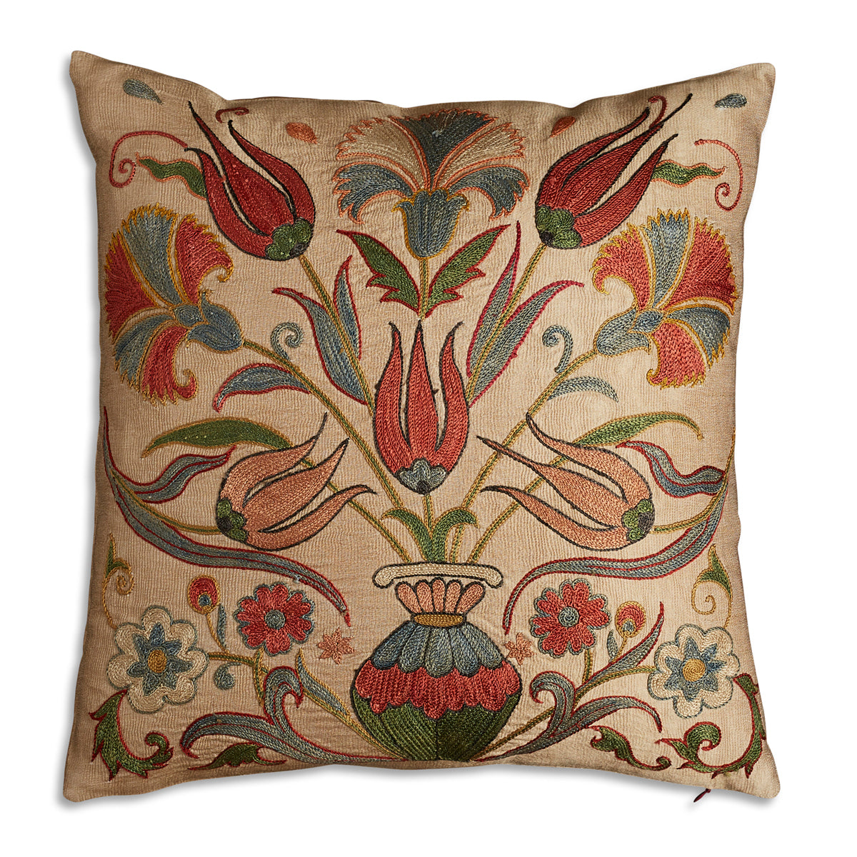 Nushka Cushions Square Floral Silk Suzani Embroidered cushion