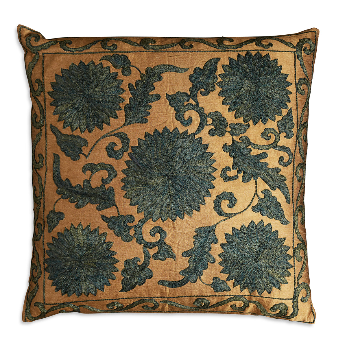 Nushka Cushions Square Floral Silk Suzani Embroidered cushion