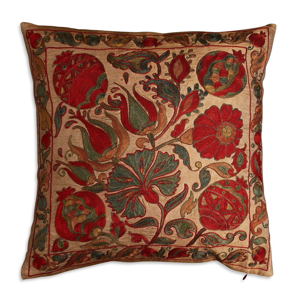 Nushka Cushions Square Floral Silk Suzani Embroidered cushion