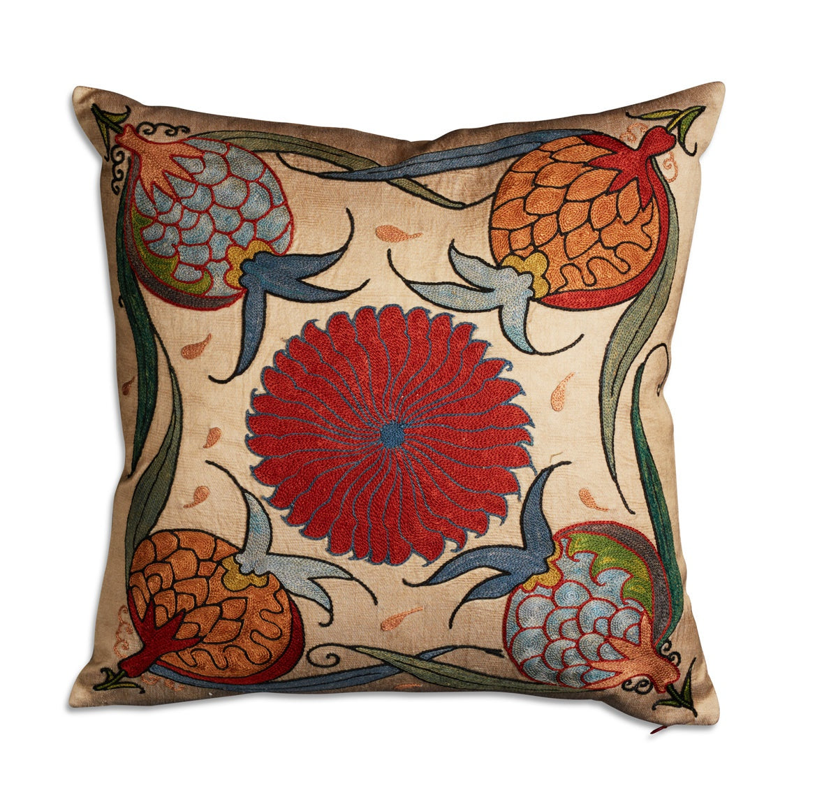 Nushka Cushions Square floral silk suzani embroidered cushion