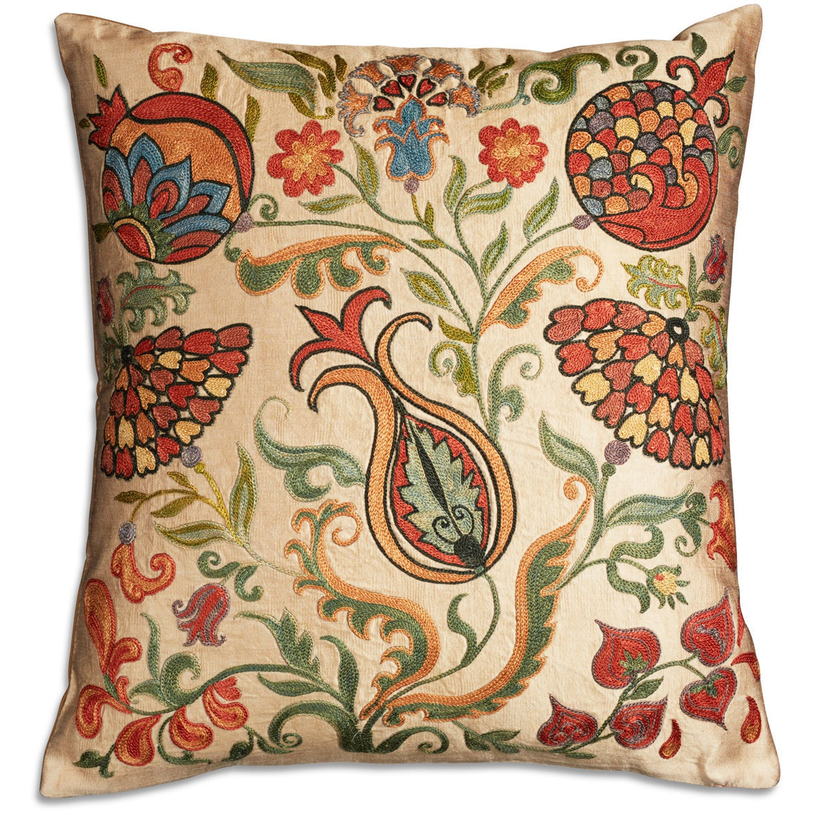 Nushka Cushions Square floral silk suzani embroidered cushion