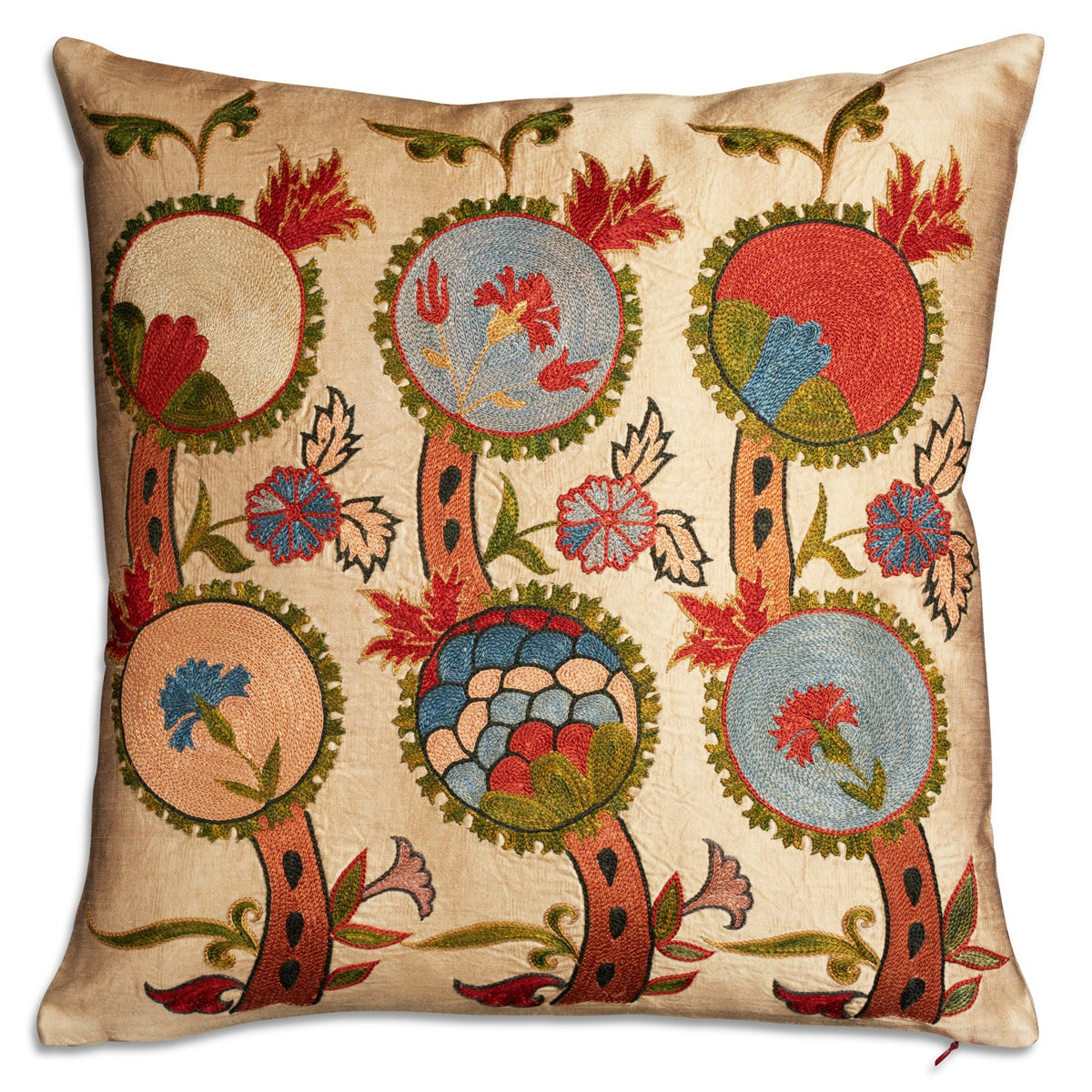 Nushka Cushions Square floral silk suzani embroidered cushion