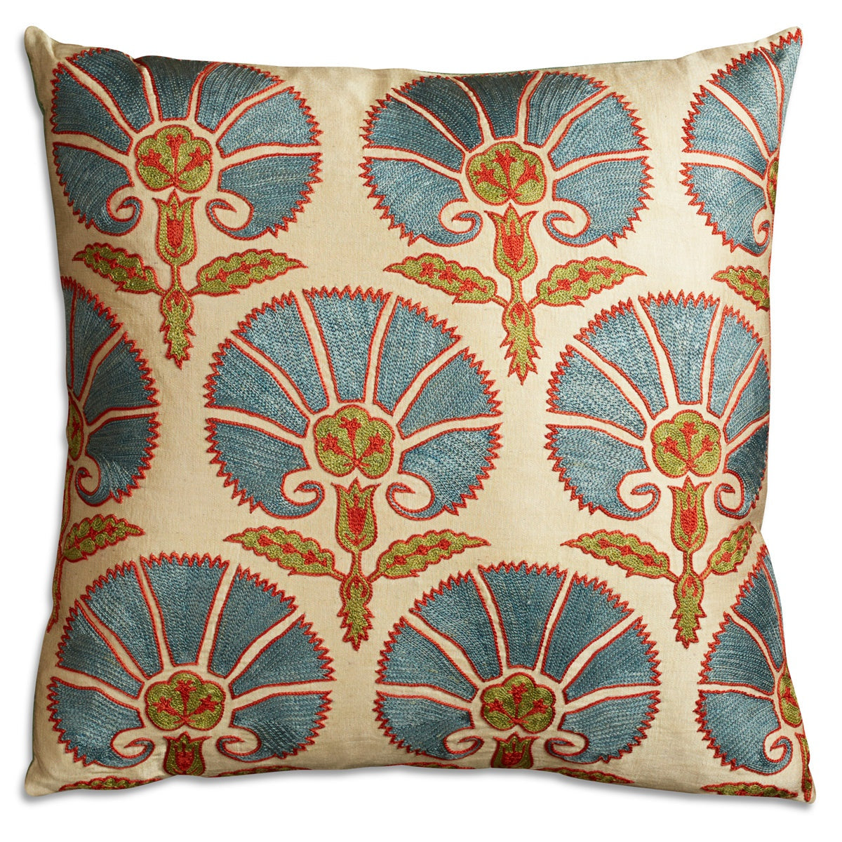 Nushka Cushions Square Floral Silk Suzani Embroidered cushion