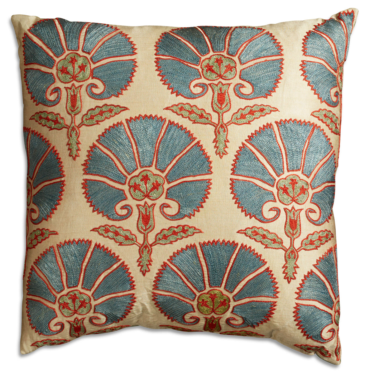 Nushka Cushions Square Floral Silk Suzani Embroidered cushion