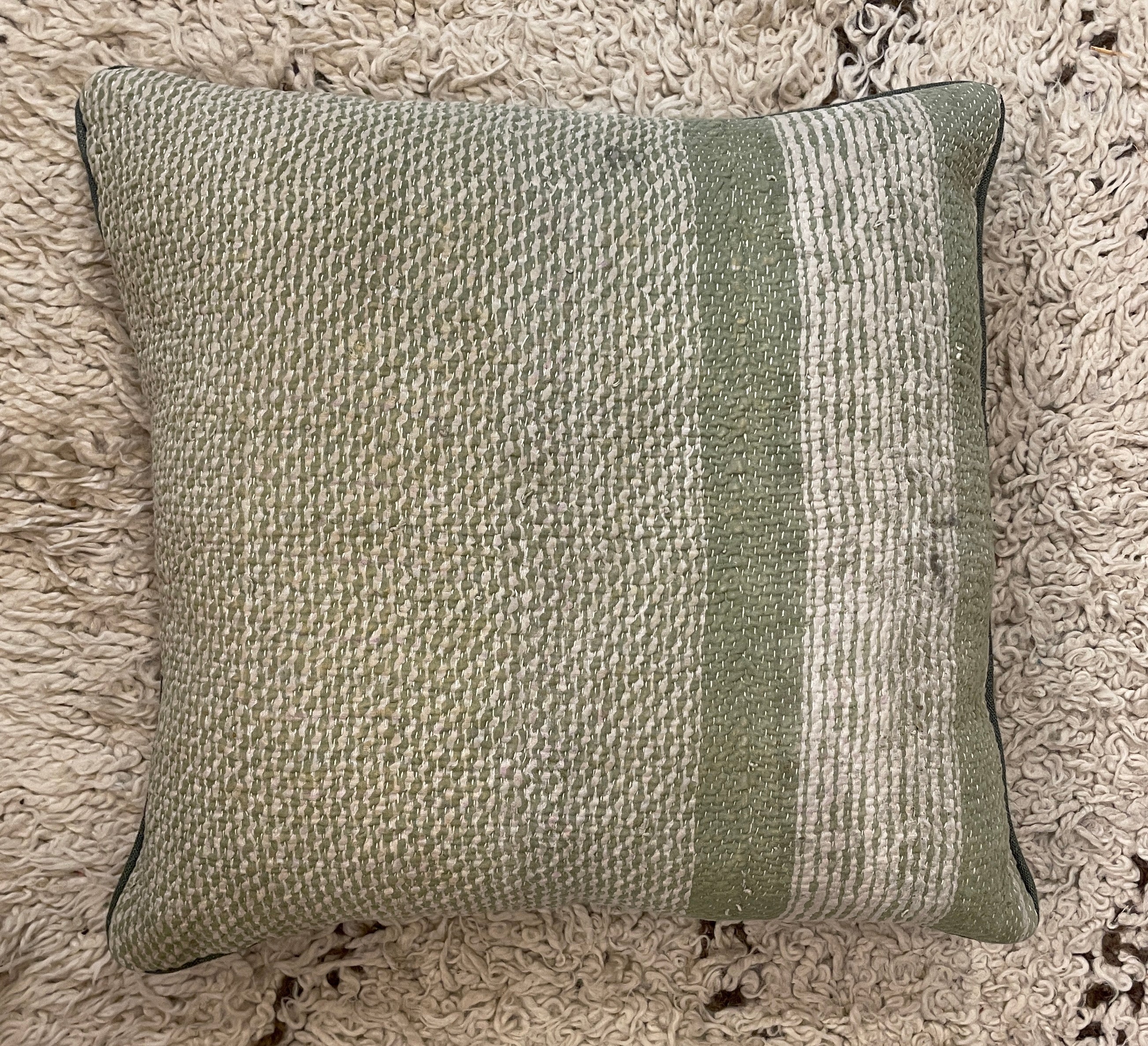 Nushka Cushions Square Green Kantha Cushion