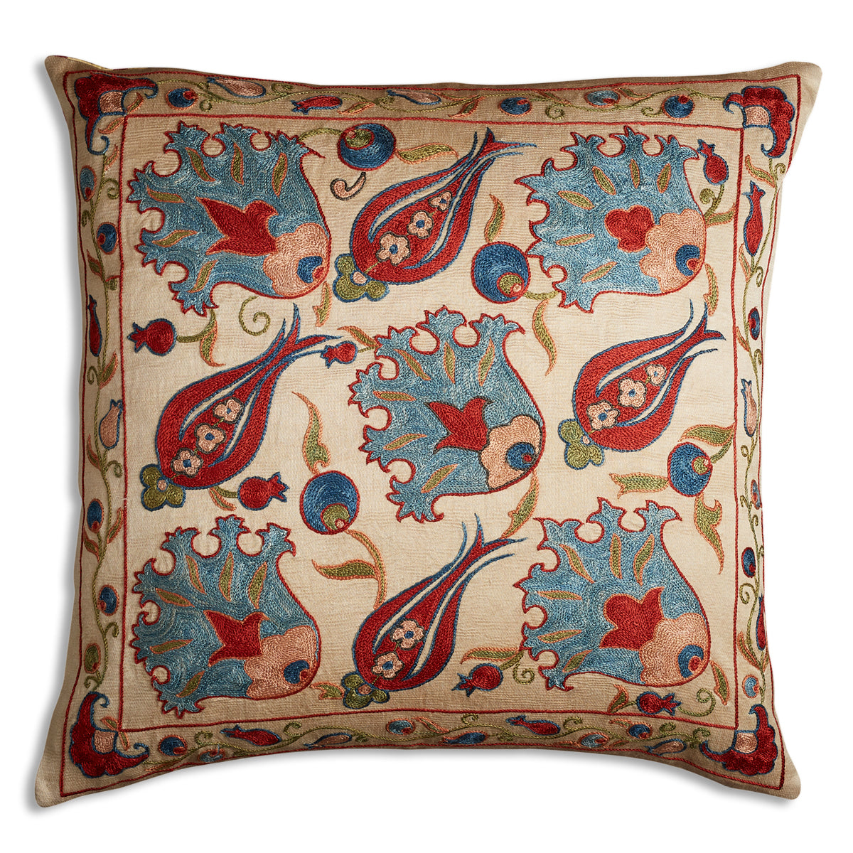 Nushka Cushions Square Silk Suzani Embroidered Cushion