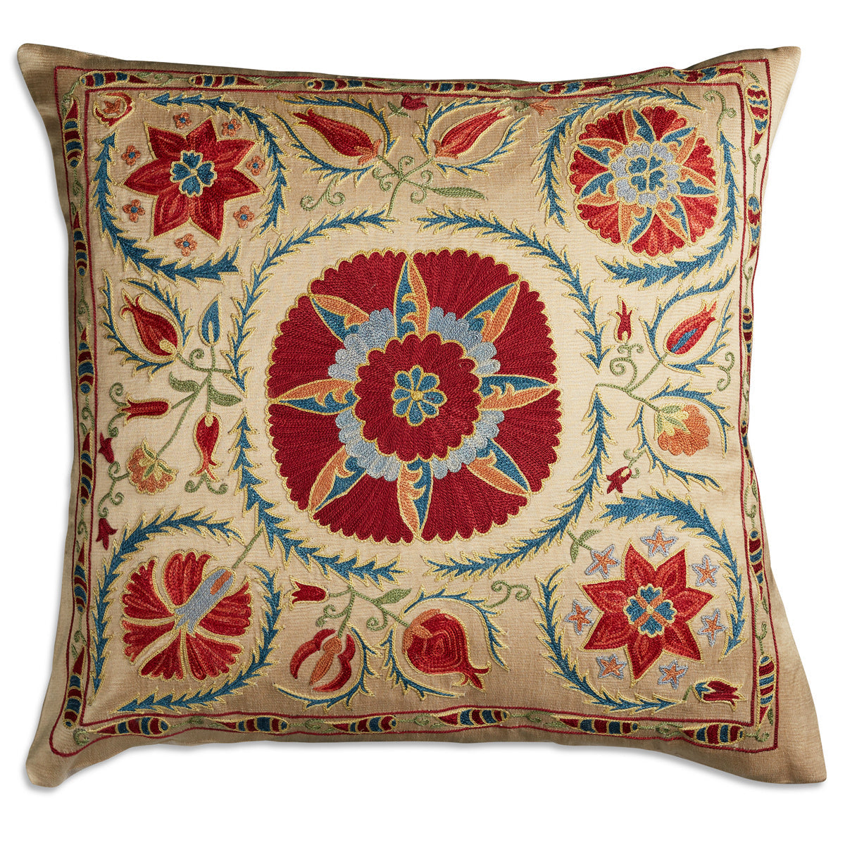 Nushka Cushions Suzani embroidered silk cushion