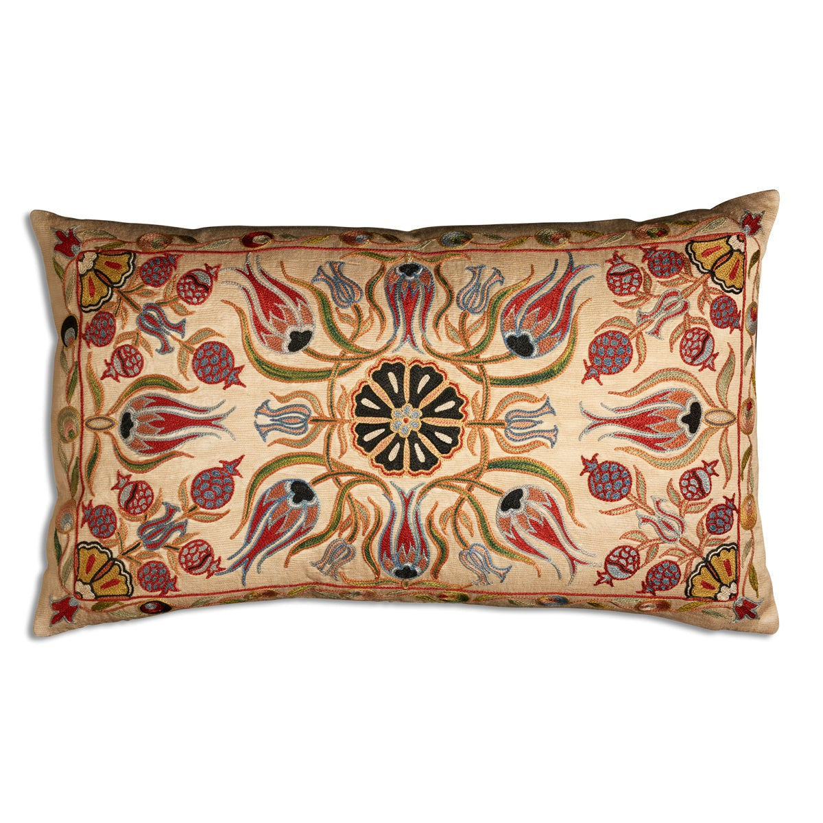 Nushka Cushions Tulip and Floral Design Silk Suzani Embroidered Cushion