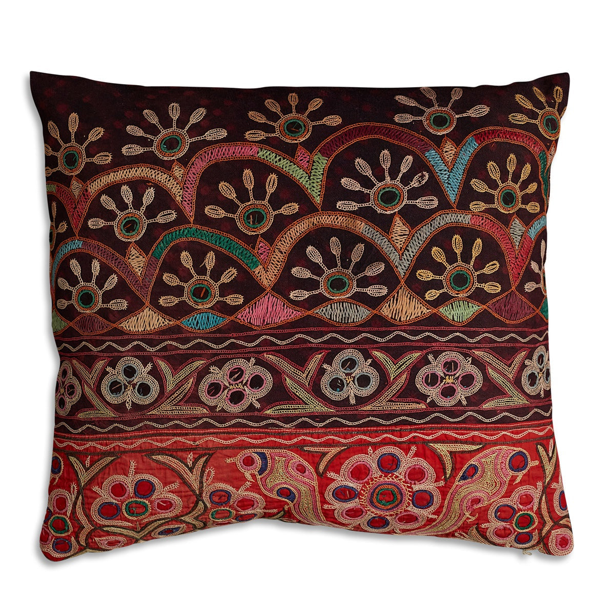 Nushka Cushions Vintage Embroidered Wool And Cotton Cushion