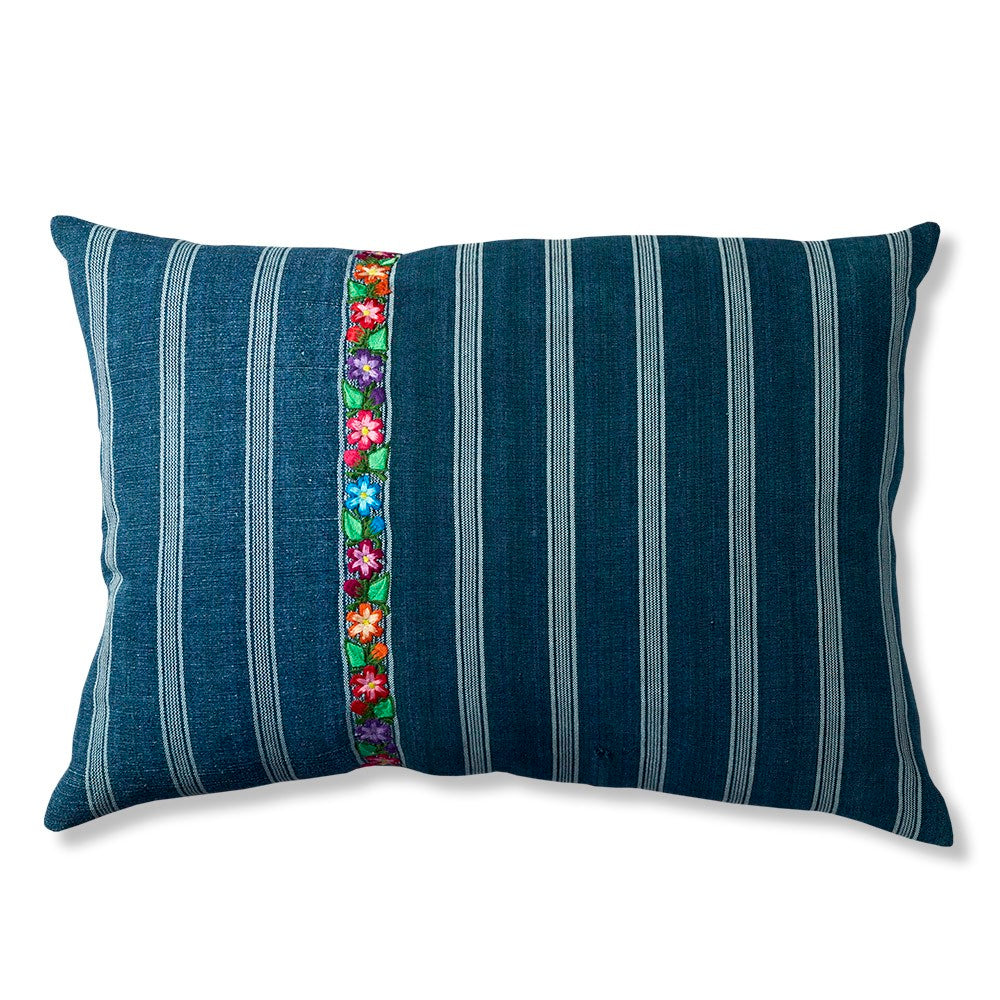 Nushka Cushions Vintage Guatemalan Indigo Embroidered Cushion