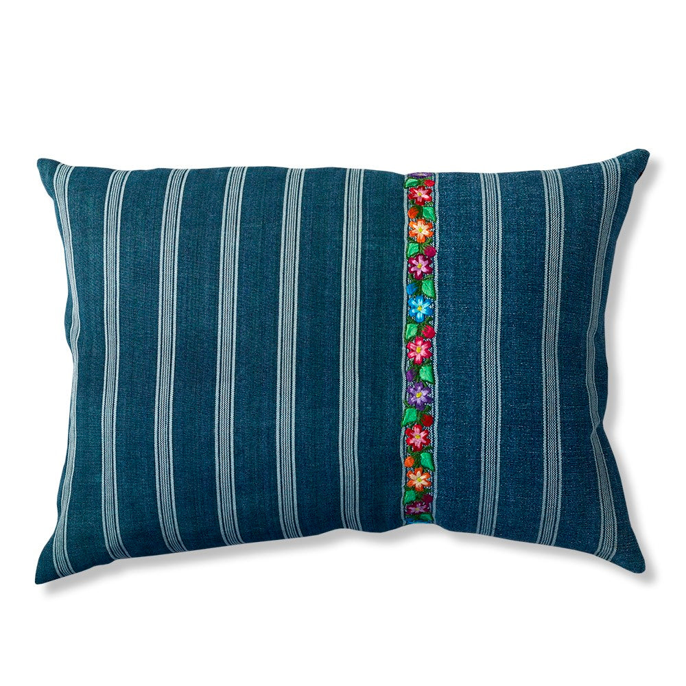 Nushka Cushions Vintage Guatemalan Indigo Embroidered Cushion