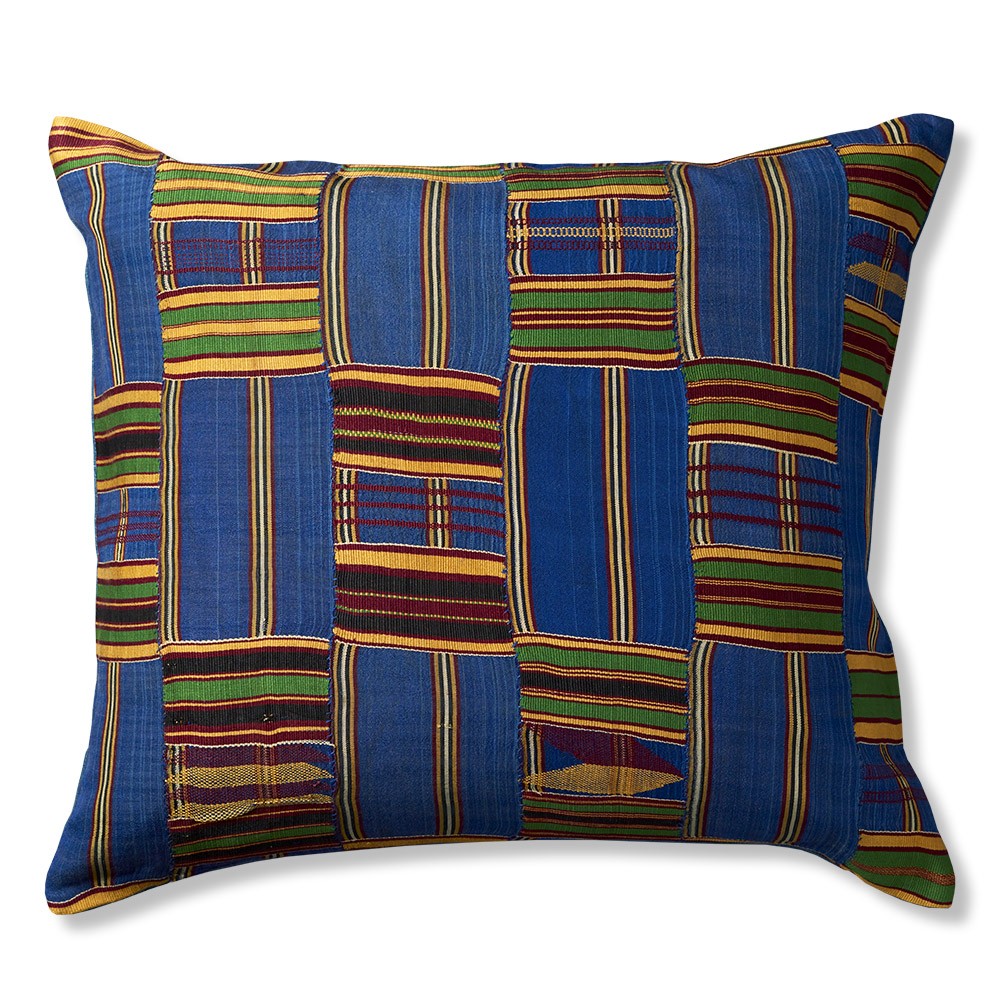 Nushka Cushions Vintage Kente Cloth Cushion - Electric Blue