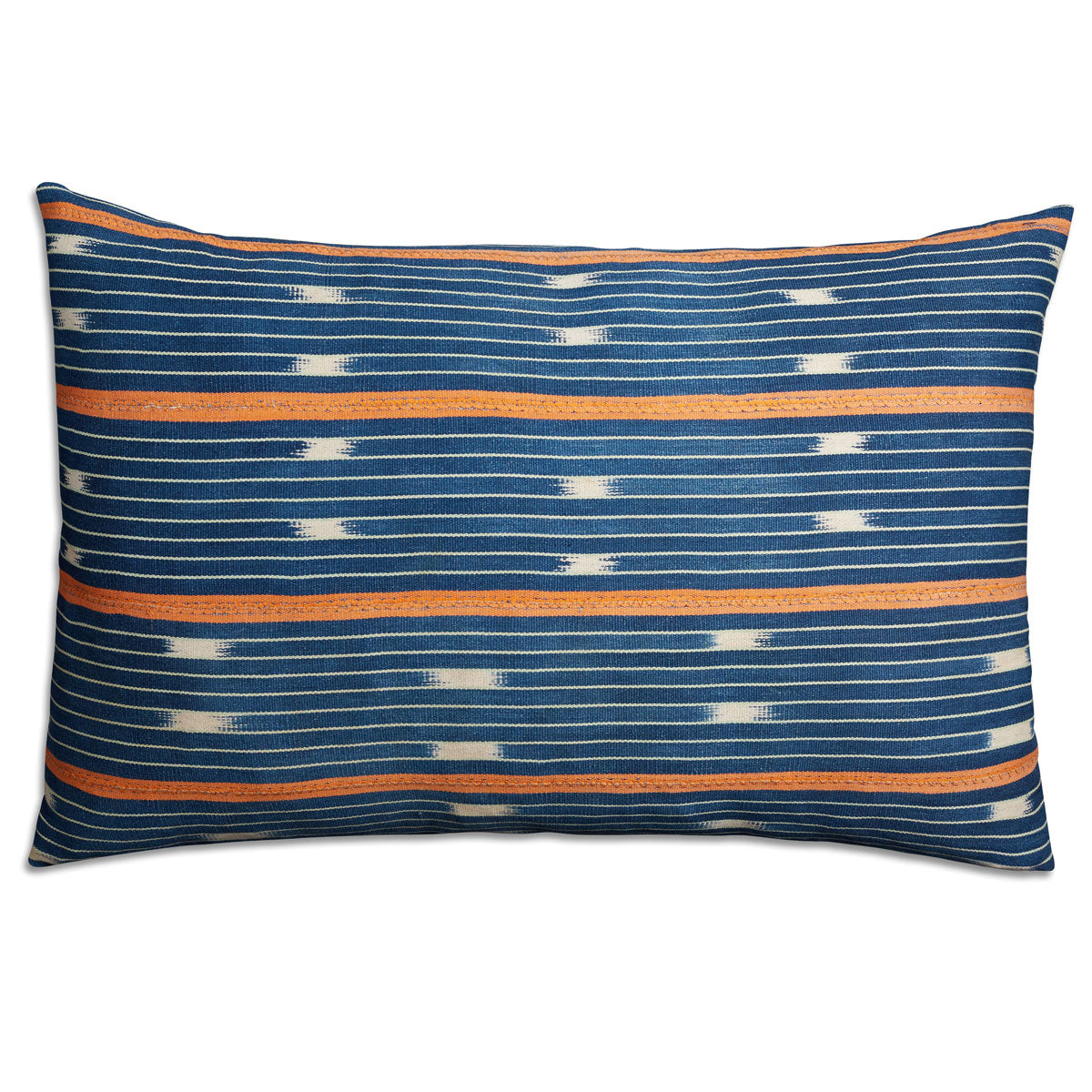 Nushka Dark blue and orange striped African cushion