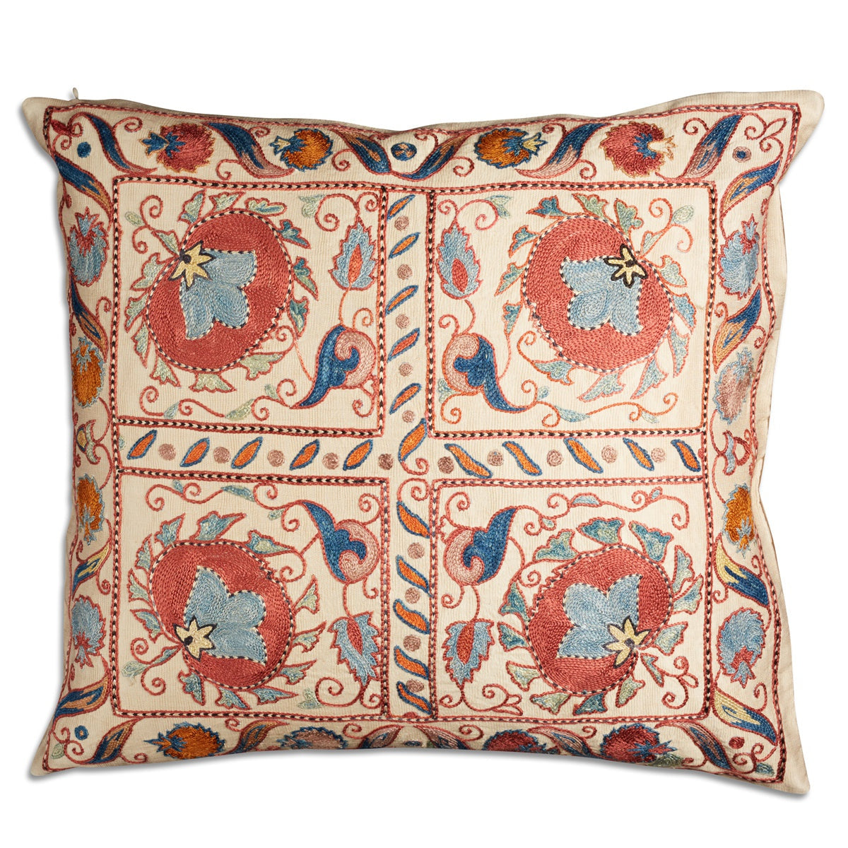 Nushka Floral silk suzani embroidered cushion