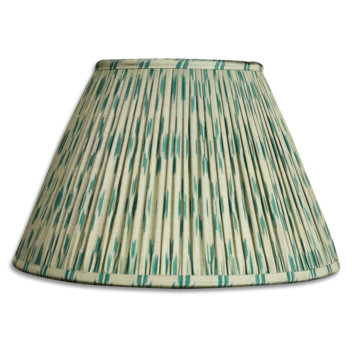 Nushka Lampshades 12 inch - 30 cm French Drum teal and green geometric design silk sari lampshade