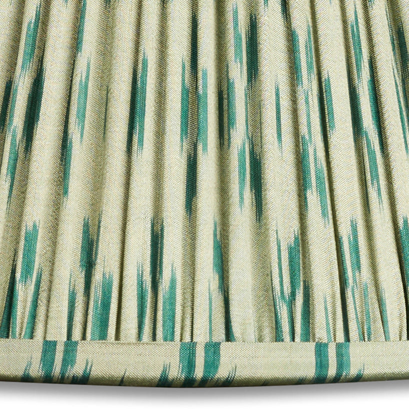 Nushka Lampshades 12 inch - 30 cm French Drum teal and green geometric design silk sari lampshade