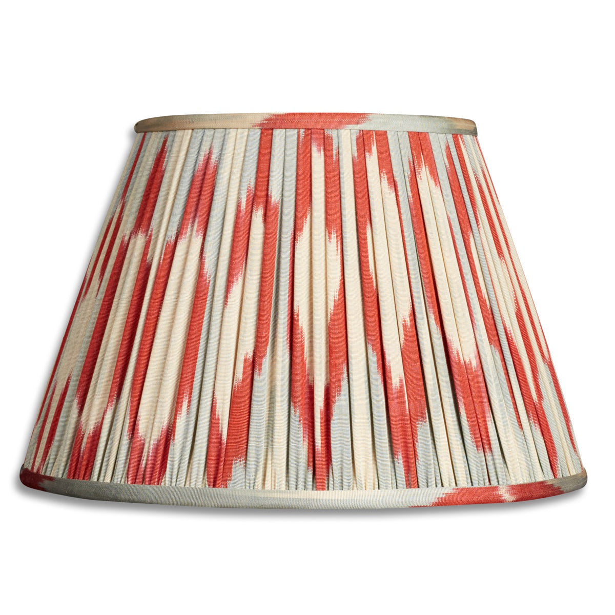 12 inch - 30cm Aerial blue and red cotton and silk ikat lampshade