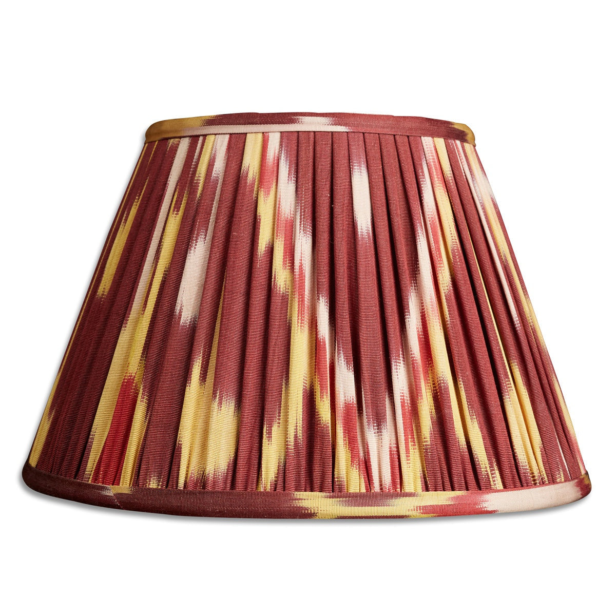 Nushka Lampshades 12 inch - 30cm Aubergine red/yellow Silk And Cotton Ikat Lampshade