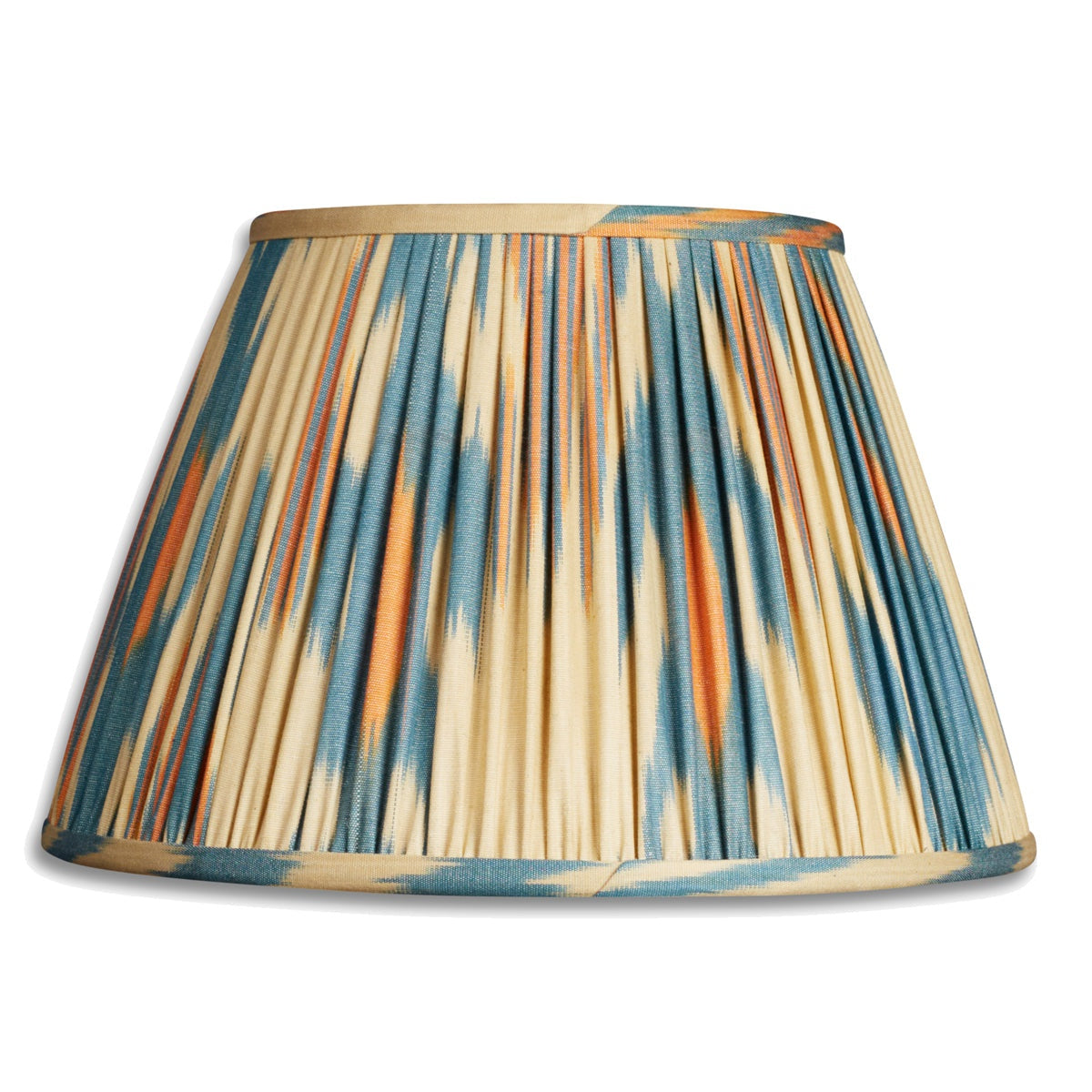 Nushka Lampshades 12 inch - 30cm Blue, orange and cream silk and cotton ikat lampshade