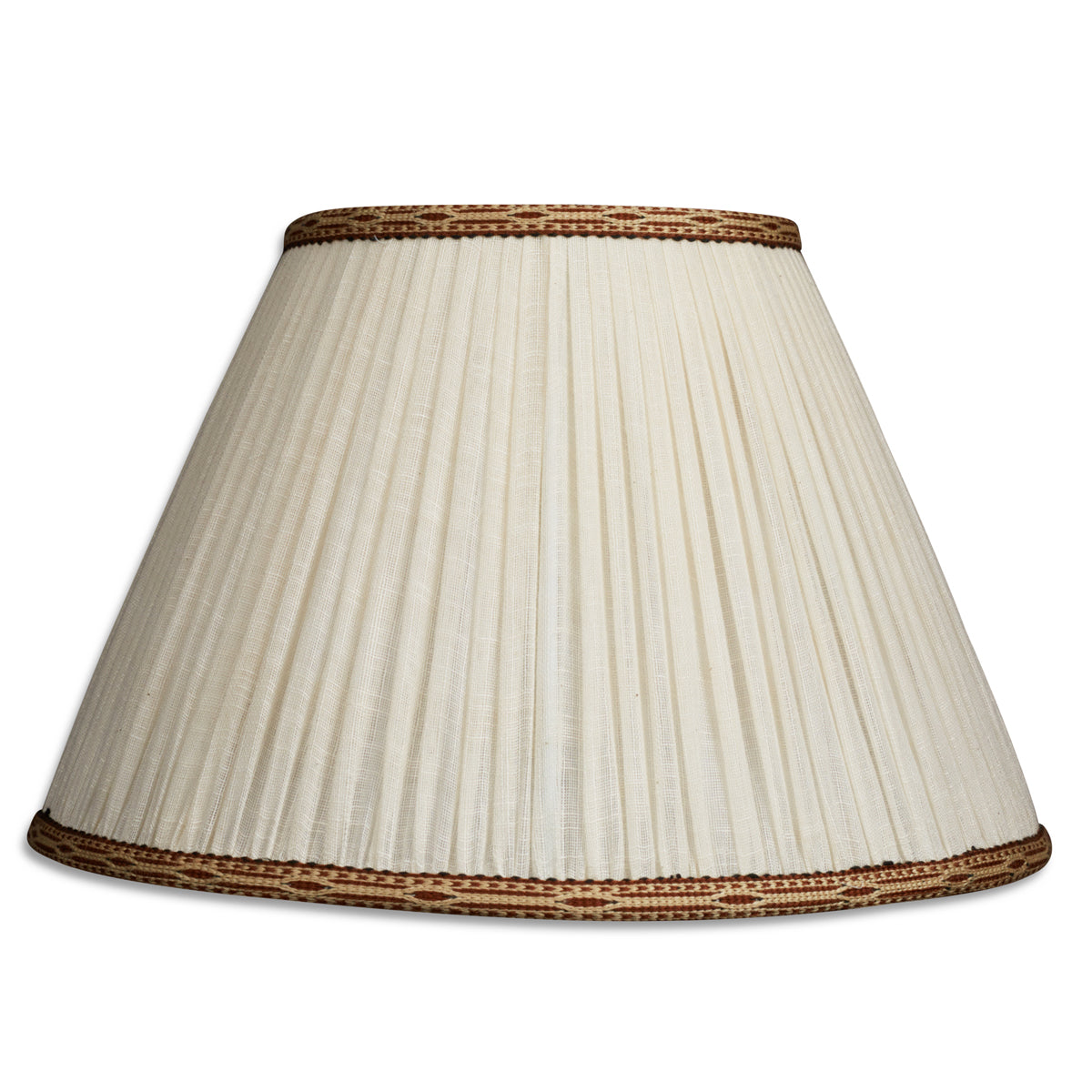 Nushka Lampshades 12 inch - 30cm French Drum cream cotton lampshade with brown and cream embroidered trim