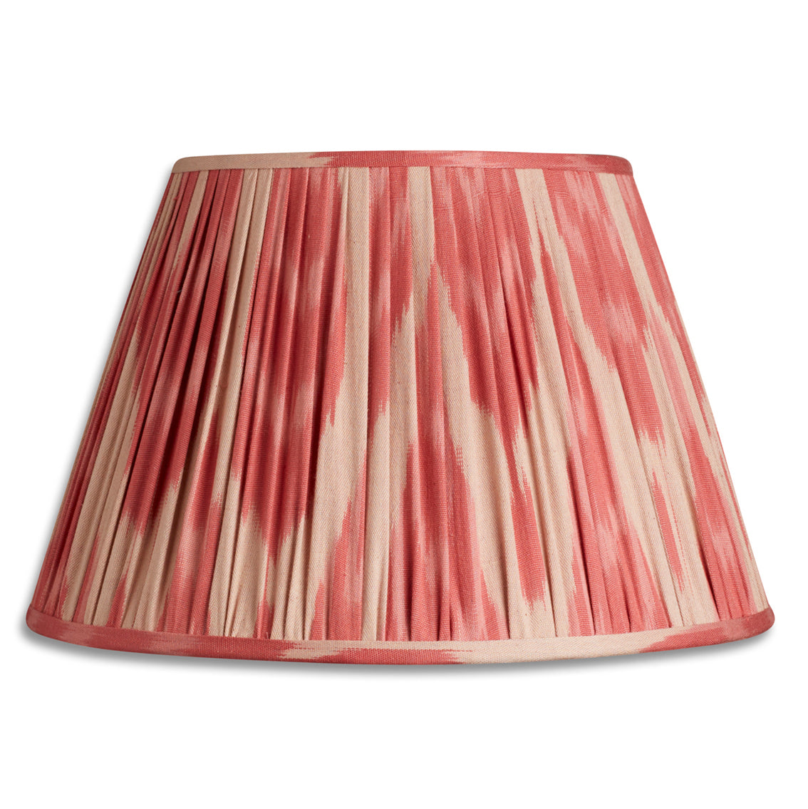 Nushka Lampshades 12 inch - 30cm Raspberry and beige cotton and silk ikat lampshade