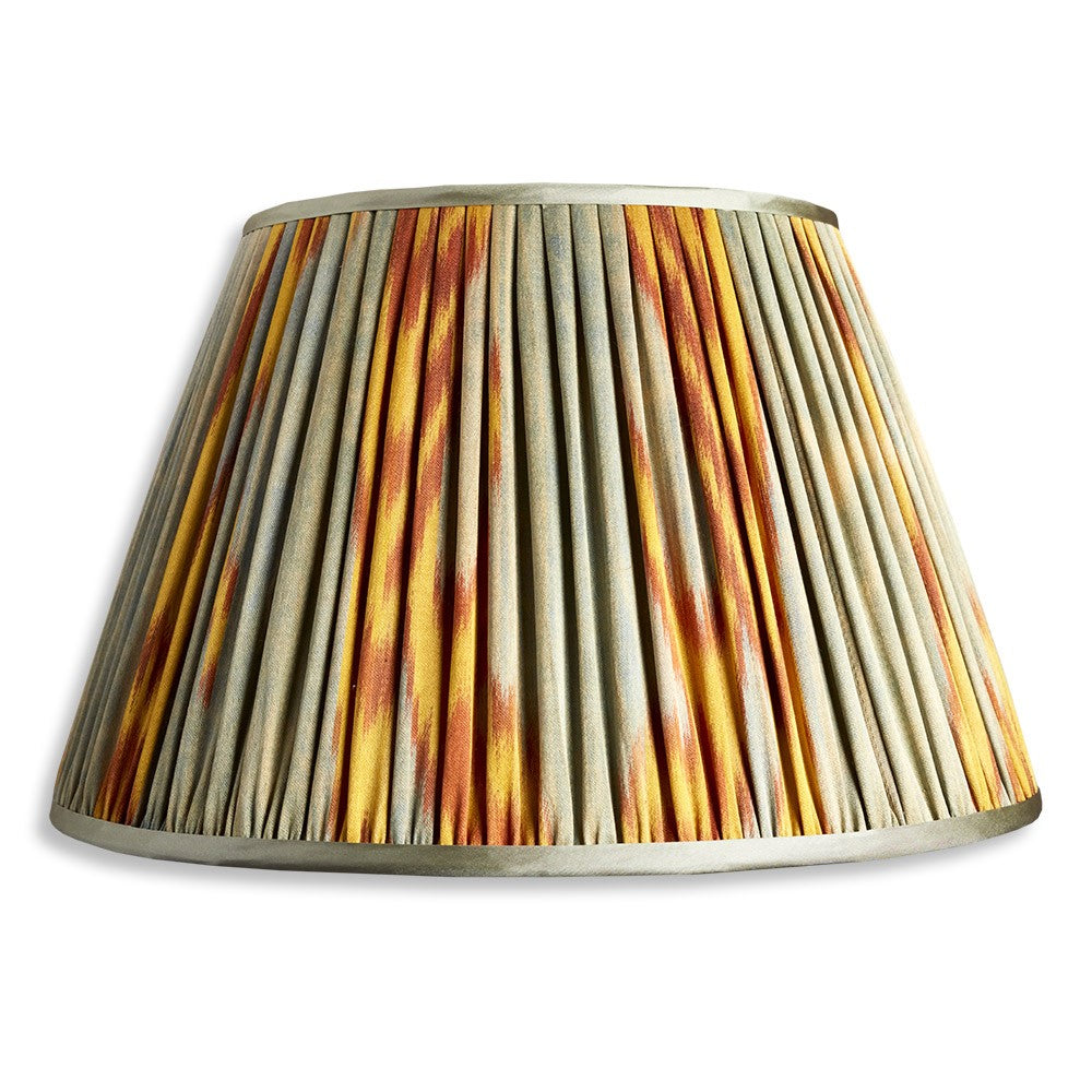 Nushka Lampshades 14 Inch / 35 cm Aqua and Gold Cotton and Silk Ikat Lampshade