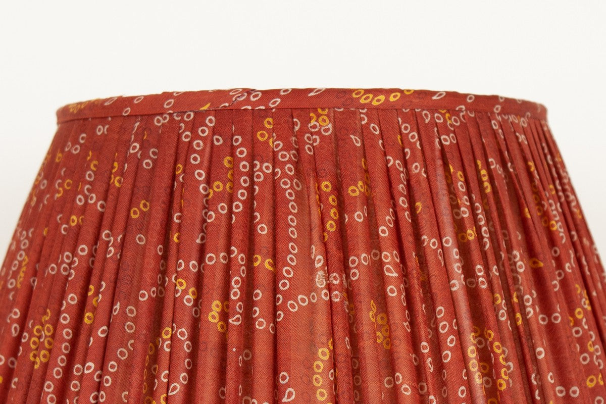 Nushka Lampshades 14 inch/35 cm Burgundy Spotted Print Silk Sari Lampshade