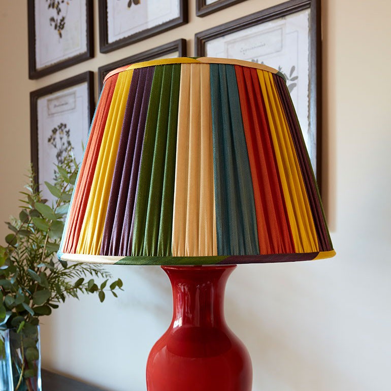 Nushka Lampshades 14 Inch / 35 cm Harlequin Striped Cotton and Silk Ikat Lampshade