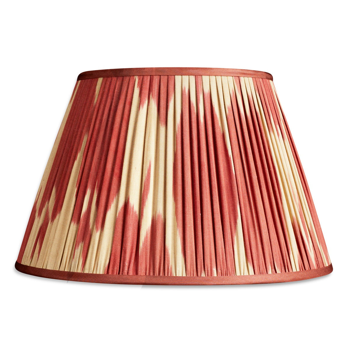 Nushka Lampshades 14 inch - 36cm 16 Khaki and maroon silk and cotton ikat lampshade