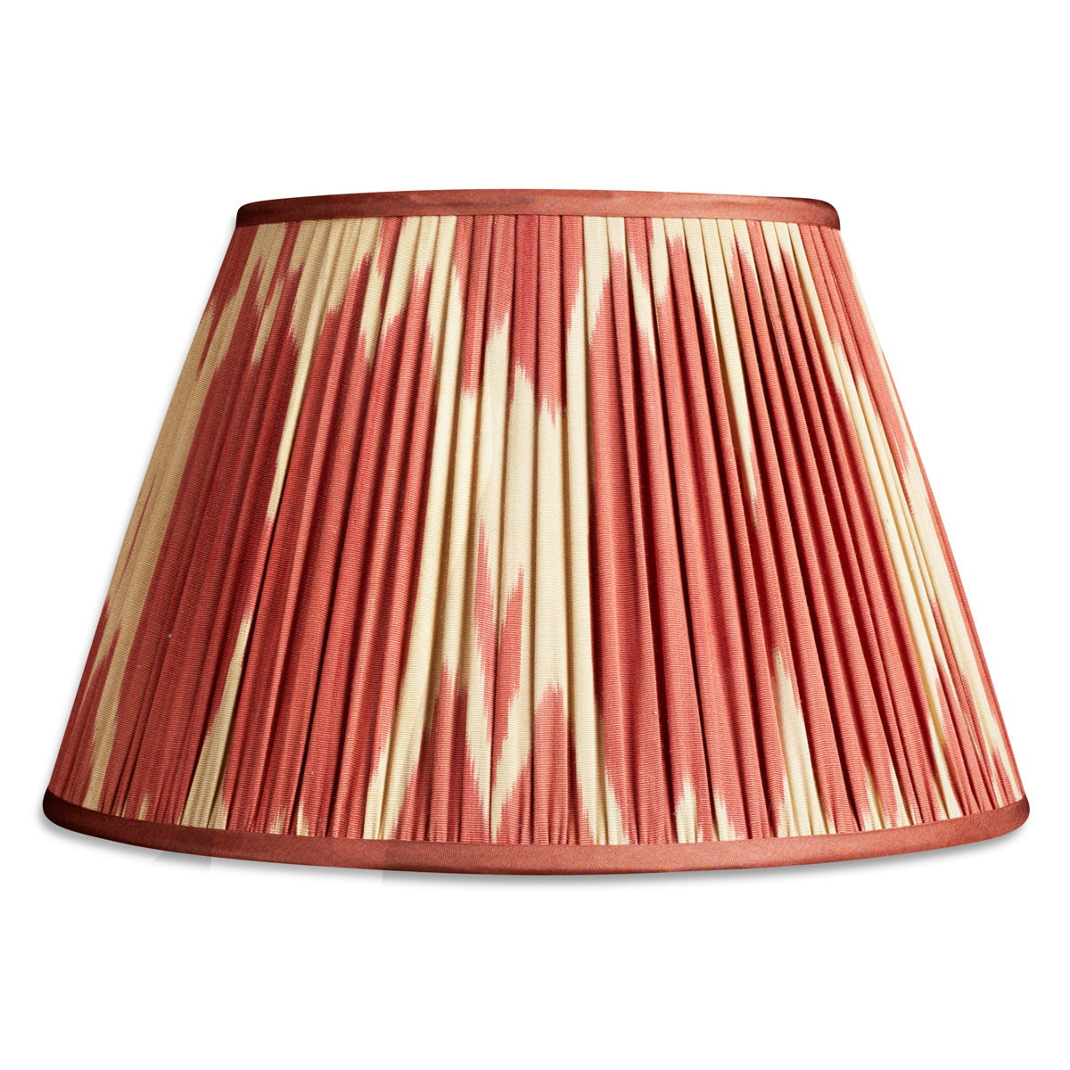 Nushka Lampshades 14 inch - 36cm 16 Khaki and maroon silk and cotton ikat lampshade