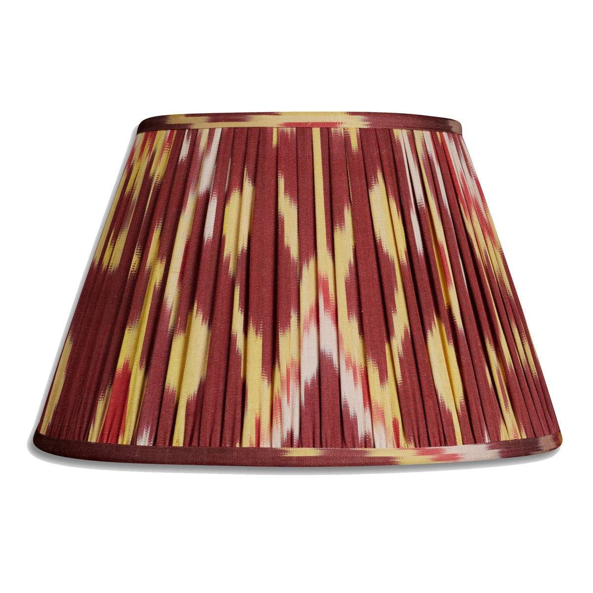 Nushka Lampshades 14 inch - 36cm Aubergine red/yellow silk and cotton ikat lampshade