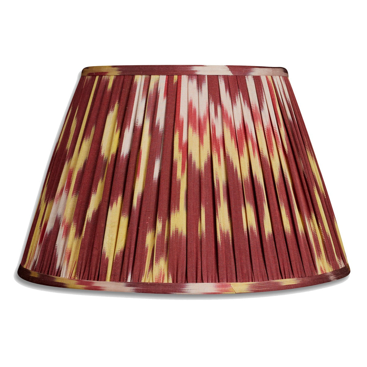 Nushka Lampshades 14 inch - 36cm Aubergine red/yellow silk and cotton ikat lampshade